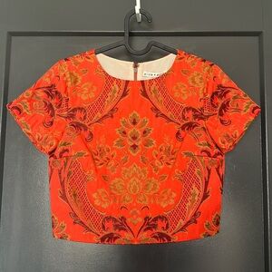 alice + olivia cropped jacquard top size 0